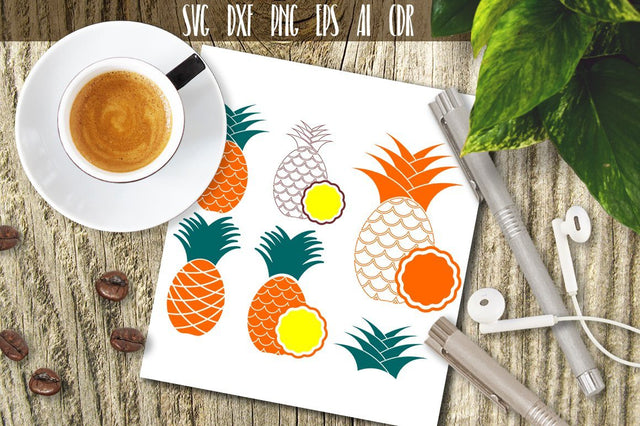 Pineapple SVG, Pineapple Silhouette, Tropical Monogram SVG VectorSVGdesign 