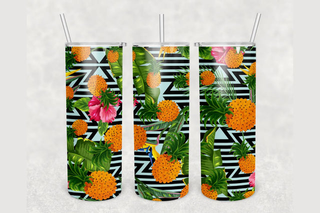 Pineapple Tropical Fruit Tumbler sublimation design 20 oz skinny tumbler wrap Sublimation BambinaCreations 