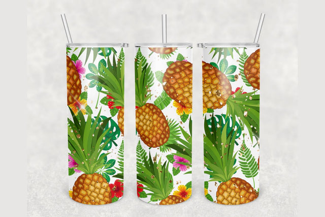 Pineapple Tropical Fruit Tumbler sublimation design 20 oz skinny tumbler wrap Sublimation BambinaCreations 