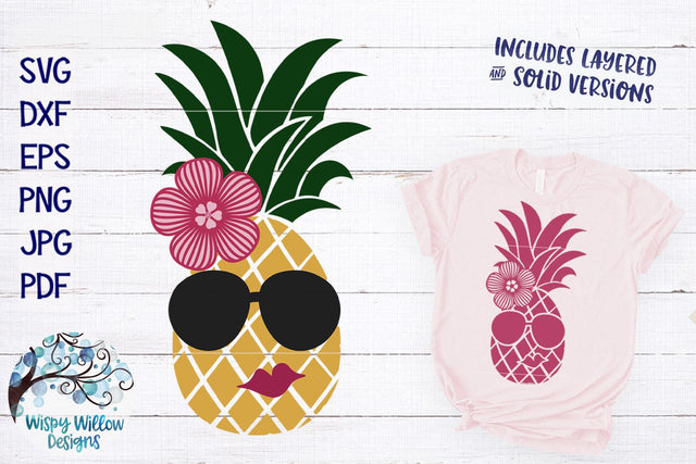 Pineapple with Sunglasses SVG SVG Wispy Willow Designs 