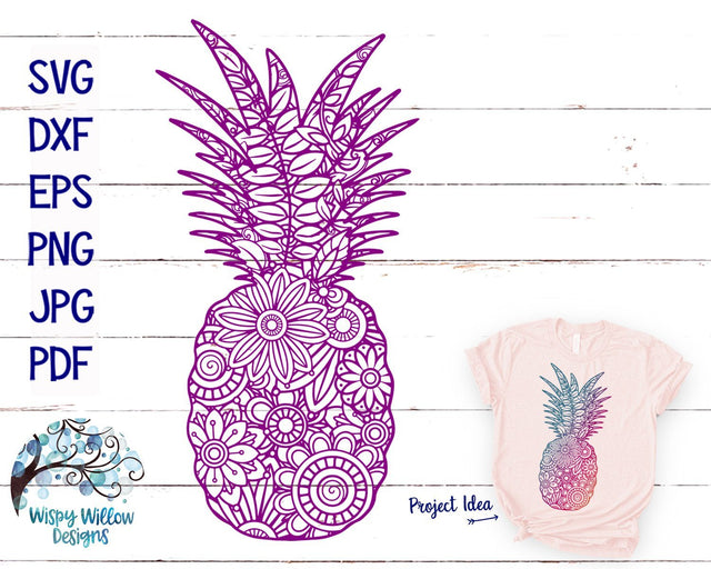 Pineapple Zentangle SVG | Summer SVG Cut File SVG Wispy Willow Designs 