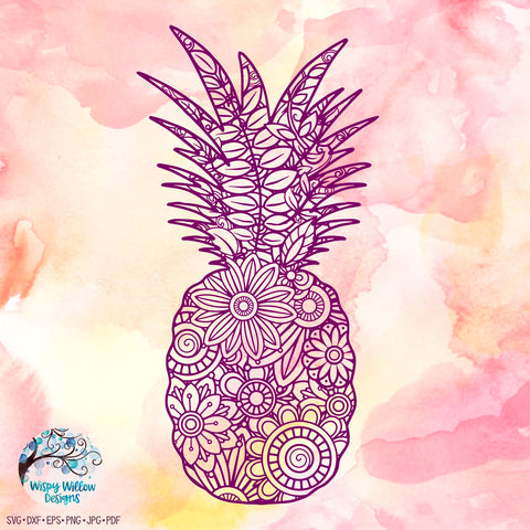 Pineapple Zentangle SVG | Summer SVG Cut File SVG Wispy Willow Designs 