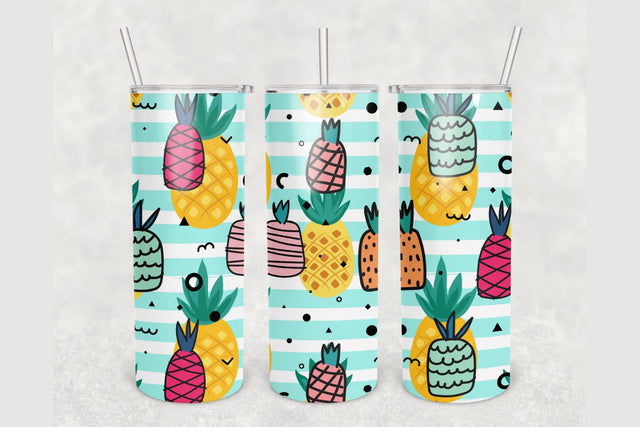 Pineapples Tropical Fruit Tumbler sublimation design 20 oz skinny tumbler wrap Sublimation BambinaCreations 