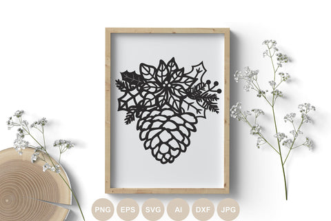 Pinecone Svg file, Pinecone Cut file, Christmas svg, Christmas Tree, Floral Christmas, Poinsettia, Christmas shirt svg, Digital download SVG BogeliaVector 
