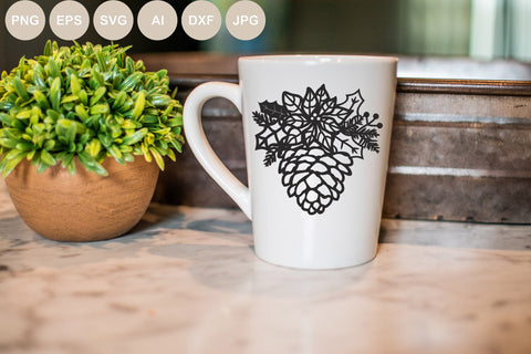 Pinecone Svg file, Pinecone Cut file, Christmas svg, Christmas Tree, Floral Christmas, Poinsettia, Christmas shirt svg, Digital download SVG BogeliaVector 