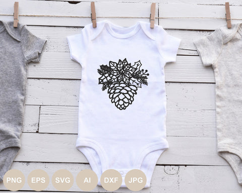 Pinecone Svg file, Pinecone Cut file, Christmas svg, Christmas Tree, Floral Christmas, Poinsettia, Christmas shirt svg, Digital download SVG BogeliaVector 