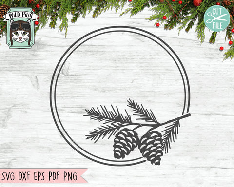 Pinecone SVG File, Pinecone Monogram Frame SVG File, Pinecone Cut File, Christmas SVG File, Winter Monogram Fram SVG, Pine cone wreath, Door Sign SVG SVG Wild Pilot 