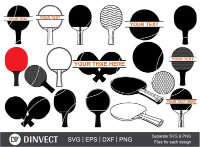 Ping pong SVG, Ping pong monogram, Paddle Ball, Ping Pong Racket, Clipart, Silhouette, Vector, Svg, eps, Dxf, Png, Cut File, Silhouette Studio SVG Dinvect 