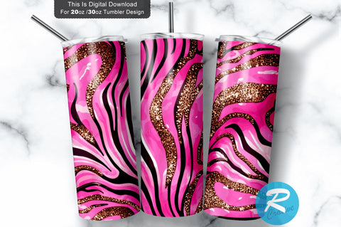 Pink Agate Glitter Animal 20 oz / 30 oz Tumbler PNG Sublimation Regulrcrative 