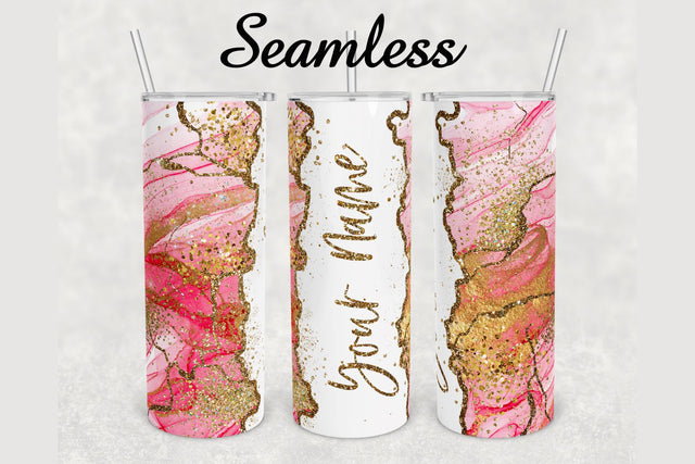 Pink Alcohol Ink Glitter Marble Tumbler sublimation design 20 oz skinny tumbler wrap Sublimation BambinaCreations 