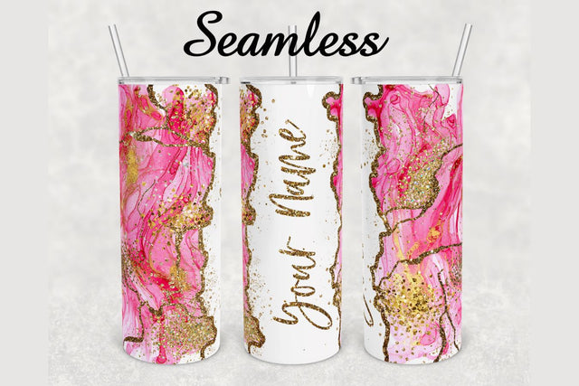Pink Alcohol Ink Glitter Marble Tumbler sublimation design 20 oz skinny tumbler wrap Sublimation BambinaCreations 
