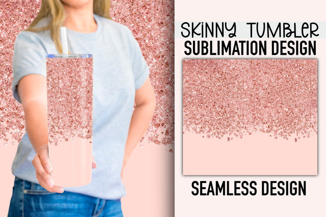 Pink and Glitter Skinny Tumbler Wrap - Sublimation File Sublimation Illuztrate 