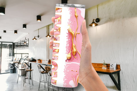Pink And Gold Tumbler Wrap With Matching Alphabet PNG SVG Crafty Mama Studios 