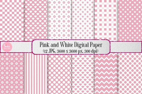 Pink and White Pattern Seamless Digital Paper Backgrounds Digital Pattern SineDigitalDesign 