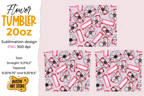 Pink Anemone Flowers tumbler 20 oz sublimation design Sublimation Yustaf Art Store 