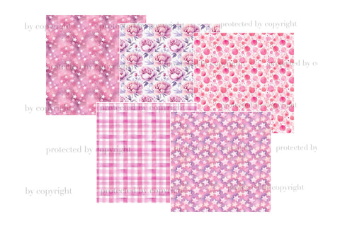 Pink Baby Girl Digital Paper | Newborn Baby Graphic Digital Pattern GlamArtZhanna 