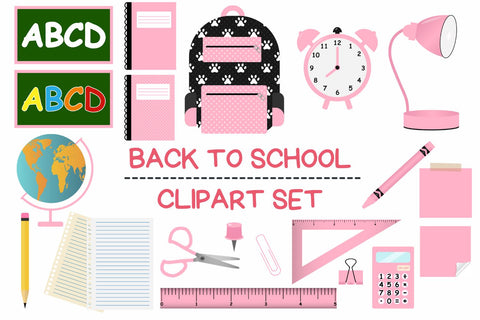 Pink Back To School Clipart Set Sublimation Sublimatiz Designs 
