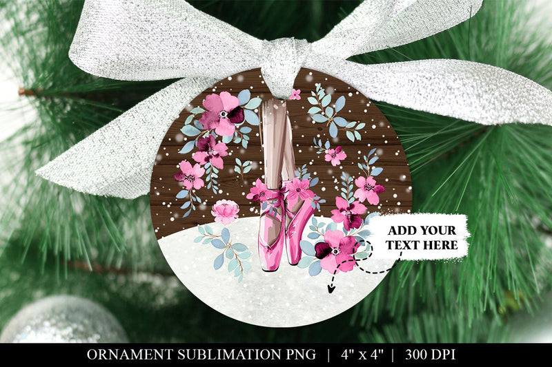 Pink Ballerina Christmas Ornament Sublimation Sublimation BijouBay 