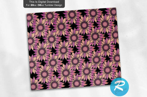 Pink Black Sunflower 20 oz / 30 oz Tumbler PNG Sublimation Regulrcrative 