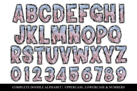 Pink & Blue Glitter Doodle Letters Png Sublimation BijouBay 