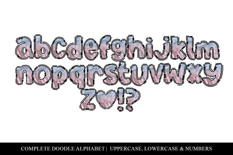 Pink & Blue Glitter Doodle Letters Png Sublimation BijouBay 