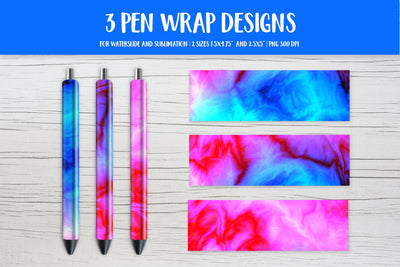 Pink Blue Marble Pen Wrap Design Sublimation or Waterslide Sublimation LaBelezoka 