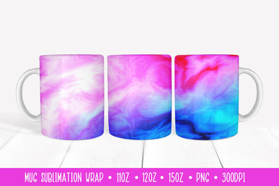 Pink Blue Mug Sublimation Design. Marble Mug Wrap Sublimation LaBelezoka 