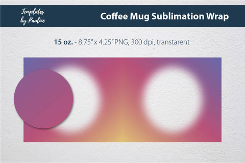 Pink Blue Photo Mug Wrap, Sublimation PNG Sublimation Templates by Pauline 