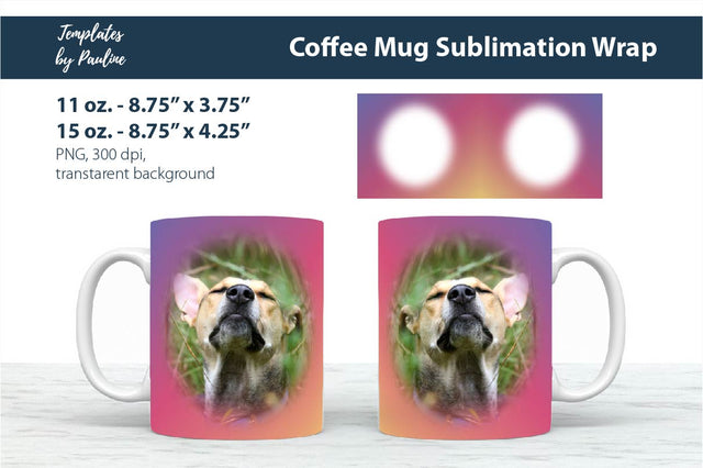 Pink Blue Photo Mug Wrap, Sublimation PNG Sublimation Templates by Pauline 