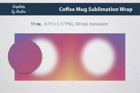 Pink Blue Photo Mug Wrap, Sublimation PNG Sublimation Templates by Pauline 