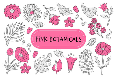 Pink Botanicals Illustrations Sublimation Rin Green 