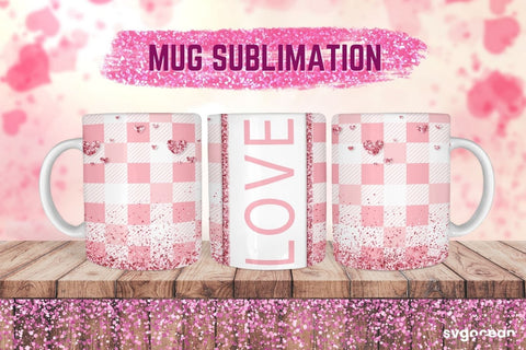 Pink Buffalo Plaid Mug Sublimation | PNG Bundle | Valentines day Sublimation SvgOcean 