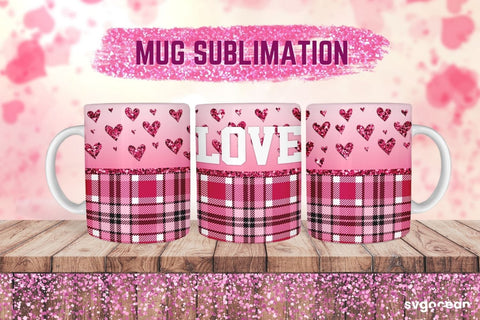 Pink Buffalo Plaid Mug Sublimation | PNG Bundle | Valentines day Sublimation SvgOcean 