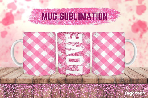 Pink Buffalo Plaid Mug Sublimation | PNG Bundle | Valentines day Sublimation SvgOcean 