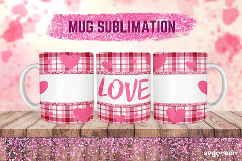 Pink Buffalo Plaid Mug Sublimation | PNG Bundle | Valentines day Sublimation SvgOcean 