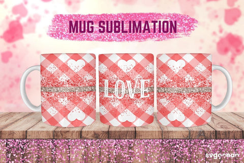 Pink Buffalo Plaid Mug Sublimation | PNG Bundle | Valentines day Sublimation SvgOcean 