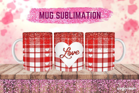 Pink Buffalo Plaid Mug Sublimation | PNG Bundle | Valentines day Sublimation SvgOcean 