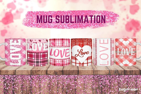 Pink Buffalo Plaid Mug Sublimation | PNG Bundle | Valentines day Sublimation SvgOcean 