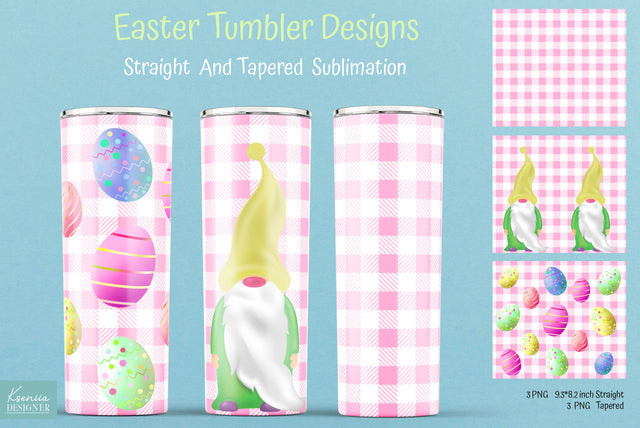 Pink Buffalo Plaid Tumbler Sublimation. Easter Gnome Wrap Sublimation Kseniia designer 