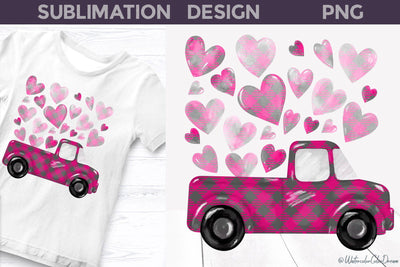 Pink Buffalo Truck Valentine Sublimation WatercolorColorDream 
