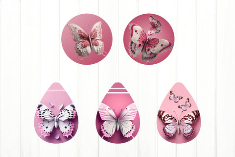 Pink Butterfly Earrings Bundle. Breast Cancer Awareness Sublimation Olga Terlyanskaya 