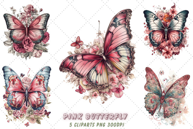 Pink Butterfly Sublimation Clipart Sublimation FloridPrintables 