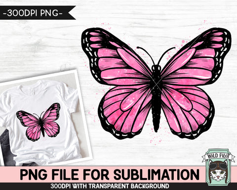 Pink Butterfly SUBLIMATION design PNG, Watercolor Butterfly Sublimation, Breast Cancer Awareness PNG sublimation file, Survivor png file Sublimation Wild Pilot 