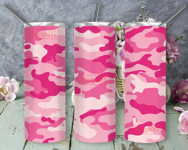 Pink Camo 20oz Full Tumbler Wrap, Camouflage Tumbler Png, Pink Military Design for Straight, Camo Sublimation Design, Digital Download Sublimation DesignSVG 
