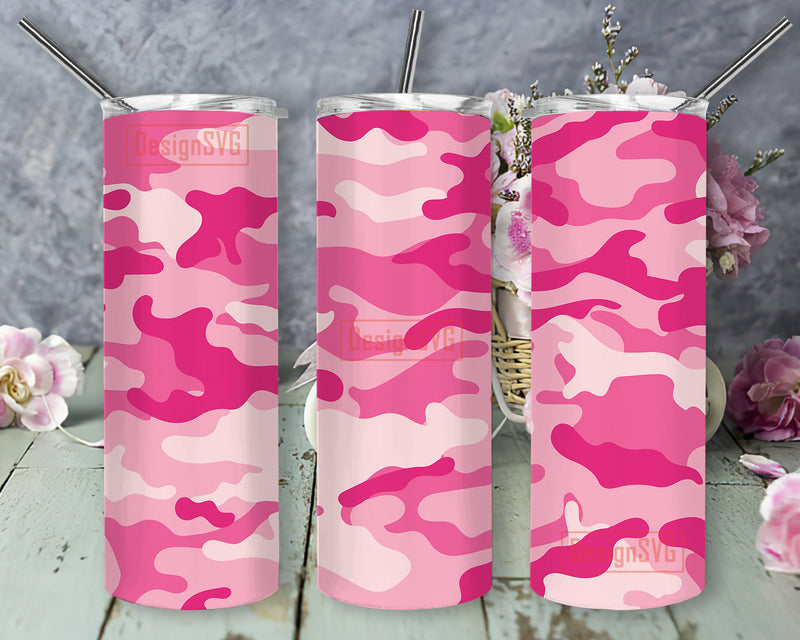 Pink Camo 20oz Full Tumbler Wrap, Camouflage Tumbler Png, Pink Military Design for Straight, Camo Sublimation Design, Digital Download Sublimation DesignSVG 
