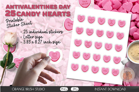 Pink Candy Heart Anti Valentines Day Stickers Bundle SVG OrangeBrushStudio 