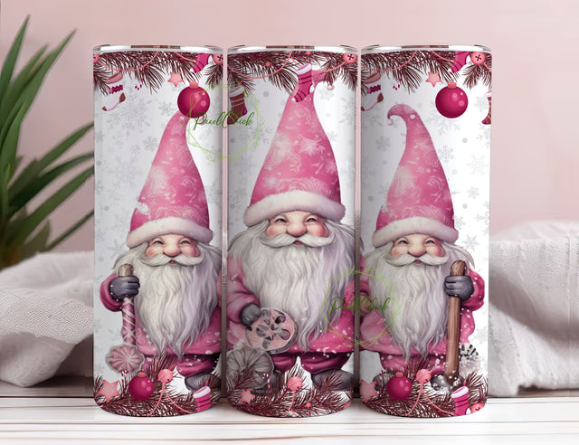 Pink Christmas 20 Oz Tumbler Gnomes Wrap, Christmas Tumbler Gnomes 20oz Skinny Tumbler Wrap 20 oz Sublimation Tumbler Designs Sublimation PixelChick 