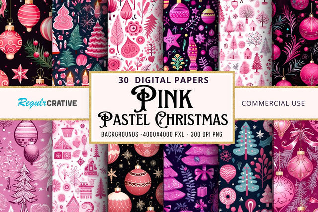 Pink Christmas backgrounds Bundle Sublimation Regulrcrative 