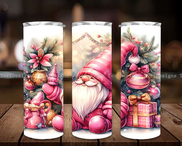 Pink Christmas Gnomes 20oz Winter Tumbler Wrap Digital Download, Pink Gnome Christmas Tumbler PNG, Christmas Tumbler, Holiday Gnomes Tumbler Sublimation ToriDesigns 