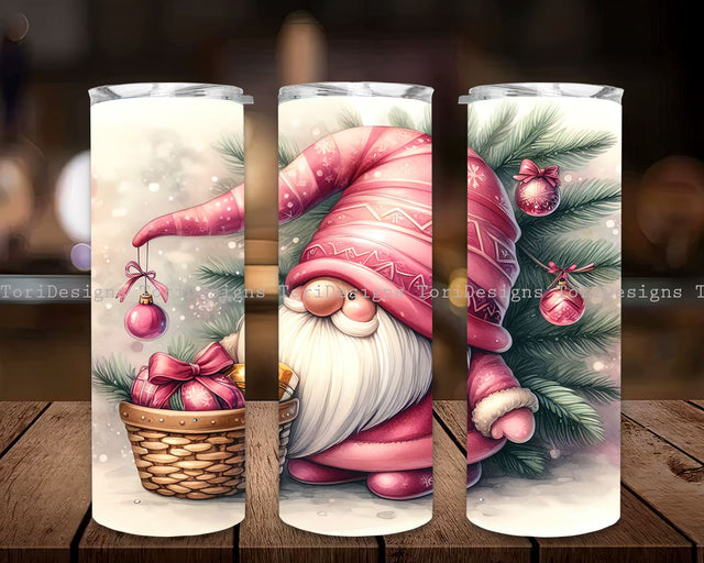 Pink Christmas Gnomes 20oz Winter Tumbler Wrap Digital Download, Pink Gnome Christmas Tumbler PNG, Christmas Tumbler, Holiday Gnomes Tumbler Sublimation ToriDesigns 